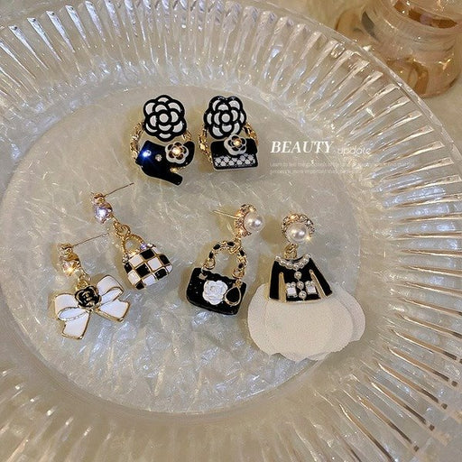 Wholesale diamond studded black handbag Bow Earrings JDC-ES-BY-040 Earrings 宝钰 Wholesale Jewelry JoyasDeChina Joyas De China