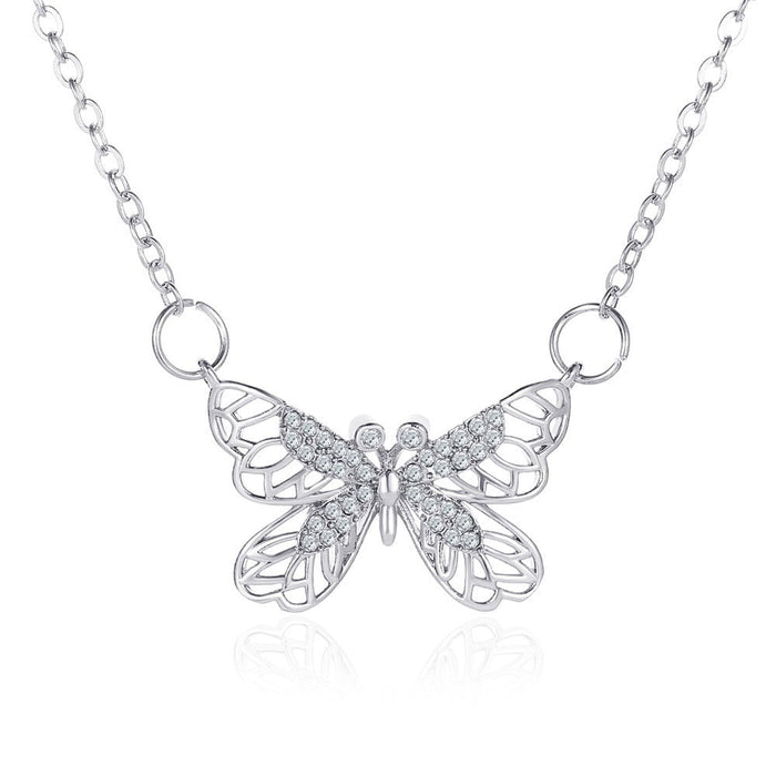 Wholesale diamond-studded butterfly pendant copper necklaces JDC-NE-A093 Necklaces 妙雅 2 Wholesale Jewelry JoyasDeChina Joyas De China