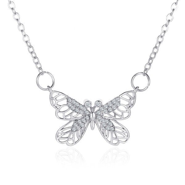 Wholesale diamond-studded butterfly pendant copper necklaces JDC-NE-A093 Necklaces 妙雅 Wholesale Jewelry JoyasDeChina Joyas De China