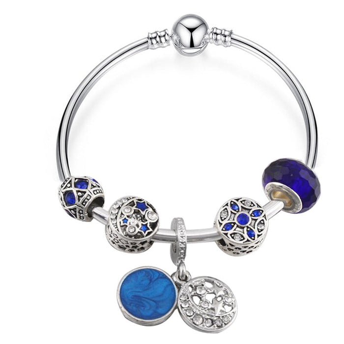 Wholesale DIY Alloy Silver Plated Bracelet (F) JDC-BT-XingL049 Bracelet 星銮 blue Diameter 6cm Wholesale Jewelry JoyasDeChina Joyas De China