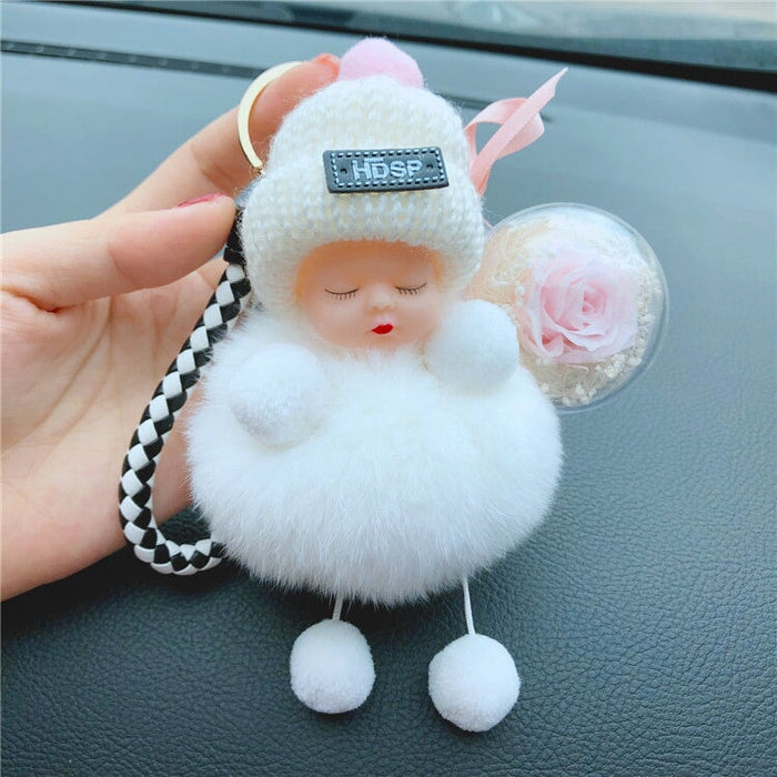 Wholesale doll plush Pom Pom Keychain JDC-KC-LX041 Keychains 恋希 white Wholesale Jewelry JoyasDeChina Joyas De China