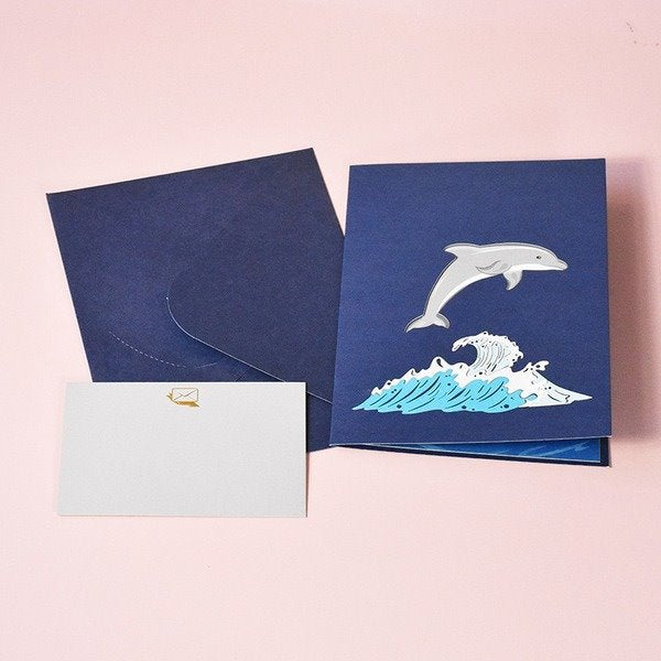 Wholesale dolphin three-dimensional special paper greeting card MOQ≥2 JDC-GC-QW021 Greeting Card 奇蚁文化 Wholesale Jewelry JoyasDeChina Joyas De China