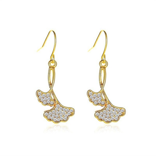 Wholesale double ginkgo leaf diamond earrings JDC-ES-D577 Earrings JoyasDeChina Wholesale Jewelry JoyasDeChina Joyas De China