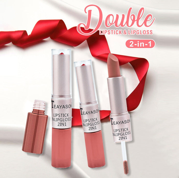 Wholesale double head non-stick cup matte matte lip gloss light bean paste non-fading dipped cup lipstick JDC-MK-XuQ001 lipstick 徐芹 Wholesale Jewelry JoyasDeChina Joyas De China