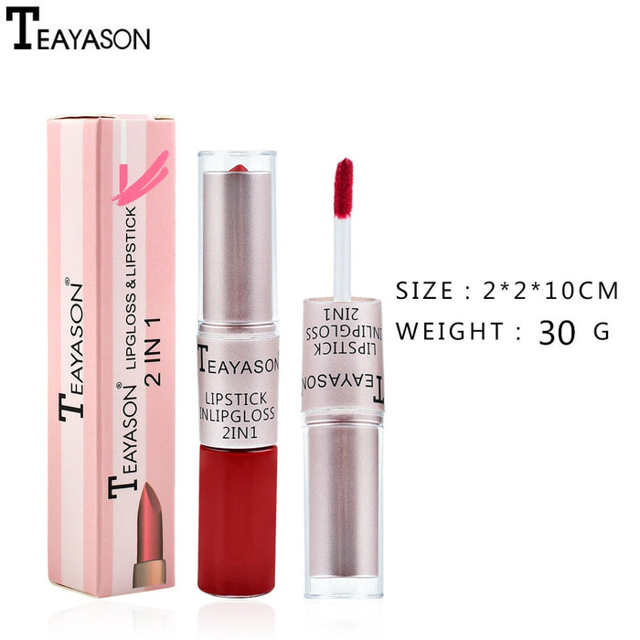 Wholesale double head non-stick cup matte matte lip gloss light bean paste non-fading dipped cup lipstick JDC-MK-XuQ001 lipstick 徐芹 Wholesale Jewelry JoyasDeChina Joyas De China