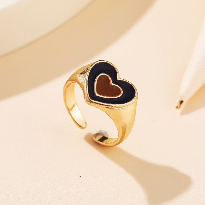Wholesale Double Heart Alloy Rings JDC-RS-F104 Rings 韩之尚 5408501 / Wholesale Jewelry JoyasDeChina Joyas De China