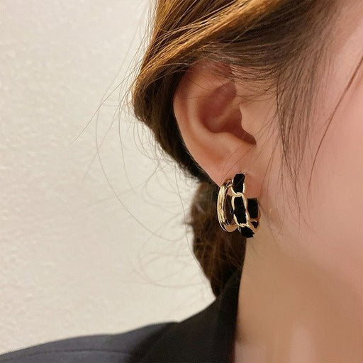 Wholesale double-layer C-shaped alloy earrings JDC-ES-BY-034 Earrings 宝钰 Wholesale Jewelry JoyasDeChina Joyas De China