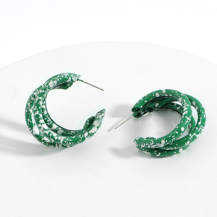 Wholesale double-layer C-shaped metal Earrings JDC-ES-JQ117 Earrings JoyasDeChina green Wholesale Jewelry JoyasDeChina Joyas De China