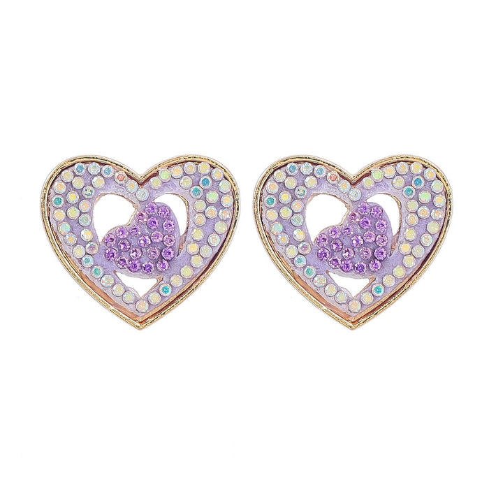 Wholesale double layer heart shape geometric alloy diamond earrings JDC-ES-JL953 Earrings 氿乐 Wholesale Jewelry JoyasDeChina Joyas De China