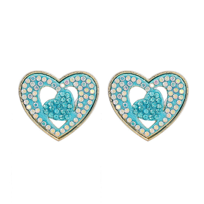 Wholesale double layer heart shape geometric alloy diamond earrings JDC-ES-JL953 Earrings 氿乐 Wholesale Jewelry JoyasDeChina Joyas De China