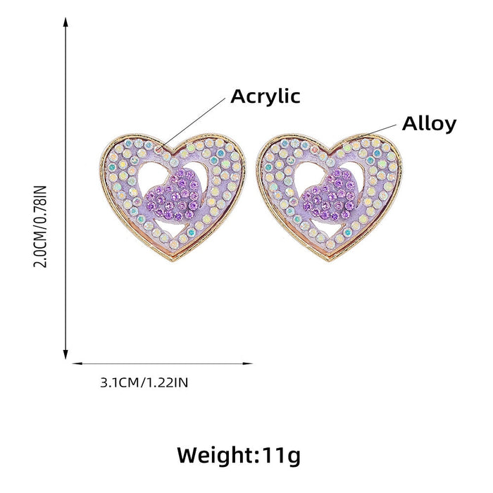 Wholesale double layer heart shape geometric alloy diamond earrings JDC-ES-JL953 Earrings 氿乐 Wholesale Jewelry JoyasDeChina Joyas De China