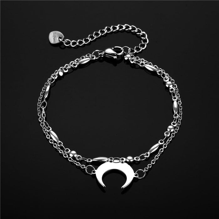 Wholesale double layer moon titanium steel hand ornament JDC-BT-Mingm003 Bracelet 敏萌 3 Wholesale Jewelry JoyasDeChina Joyas De China