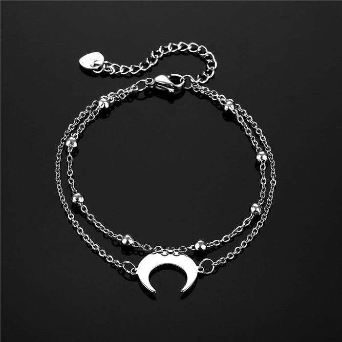 Wholesale double layer moon titanium steel hand ornament JDC-BT-Mingm003 Bracelet 敏萌 5 Wholesale Jewelry JoyasDeChina Joyas De China