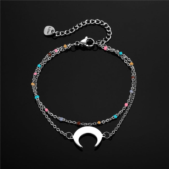 Wholesale double layer moon titanium steel hand ornament JDC-BT-Mingm003 Bracelet 敏萌 Wholesale Jewelry JoyasDeChina Joyas De China