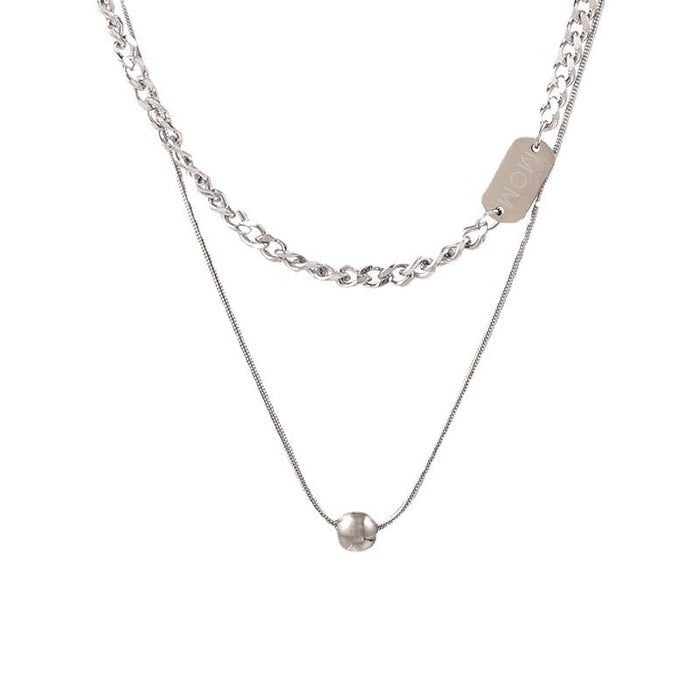 Wholesale double-layer round bead alloy necklaces JDC-NE-A094 Necklaces 妙雅 1 Wholesale Jewelry JoyasDeChina Joyas De China