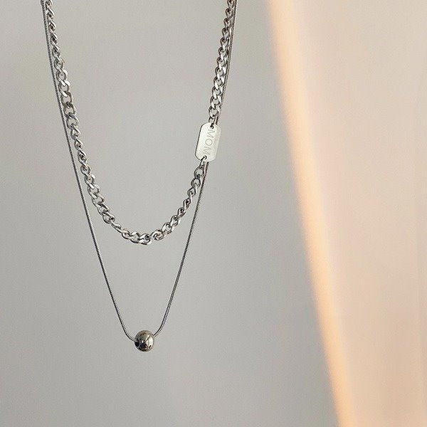 Wholesale double-layer round bead alloy necklaces JDC-NE-A094 Necklaces 妙雅 Wholesale Jewelry JoyasDeChina Joyas De China