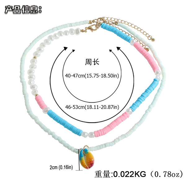 Wholesale double layer stacked wind colored Shell Pendant clavicle chain JDC-NE-JQ060 NECKLACE JoyasDeChina Wholesale Jewelry JoyasDeChina Joyas De China