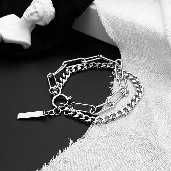 Wholesale Double Layer Titanium Steel Cuban Bracelet JDC-BT-JiuB012 Bracelet 玖柏 Wholesale Jewelry JoyasDeChina Joyas De China