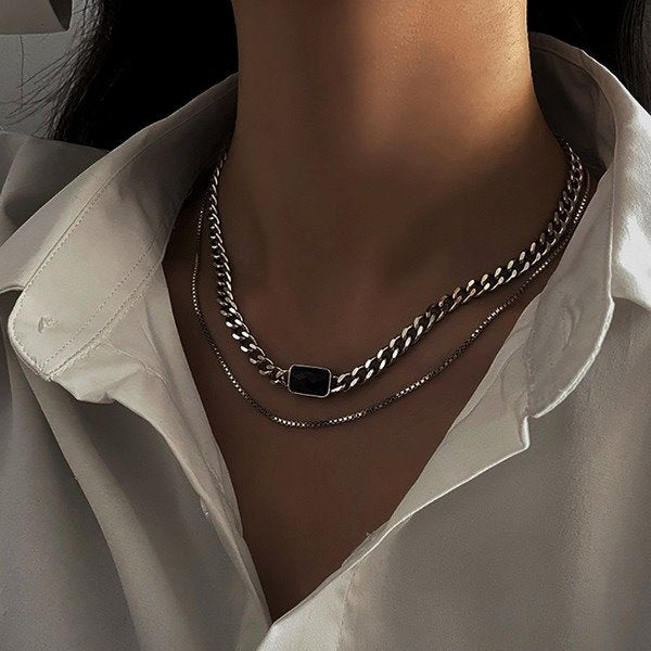 Wholesale double layered alloy necklaces JDC-NE-A087 Necklaces 妙雅 Wholesale Jewelry JoyasDeChina Joyas De China