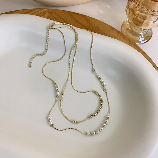 Wholesale double layered pearl necklaces JDC-NE-W224 necklaces JoyasDeChina Wholesale Jewelry JoyasDeChina Joyas De China