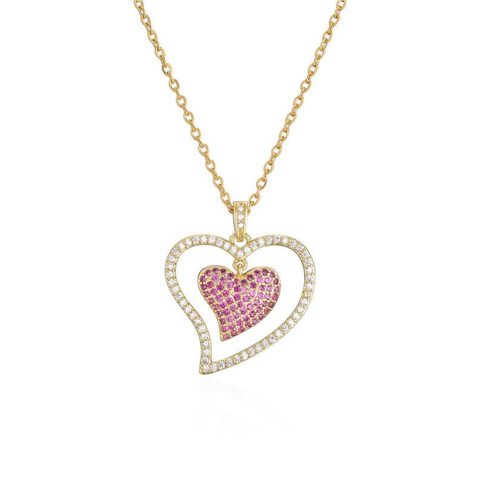 Bulk Jewelry Wholesale Double Love Pendant Necklace JDC-ag134 Wholesale factory from China YIWU China
