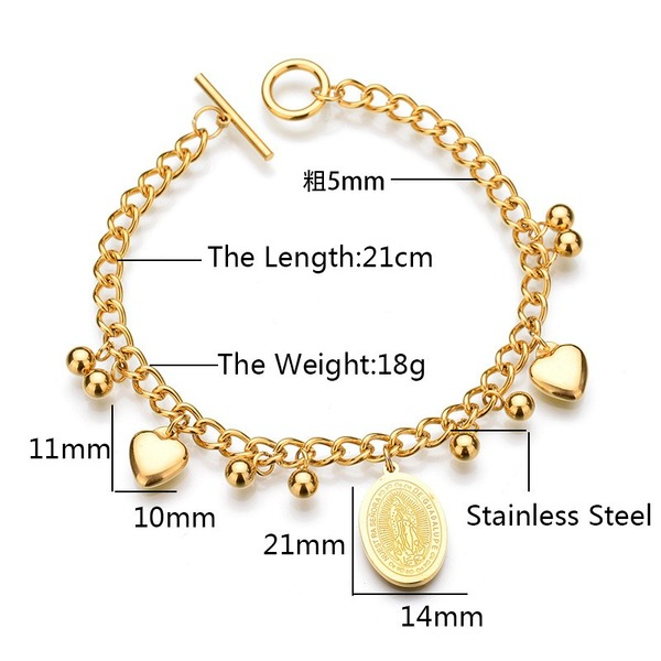 Bulk Jewelry Wholesale double peach heart Virgin Mary bracelet JDC-ST-L023 Wholesale factory from China YIWU China