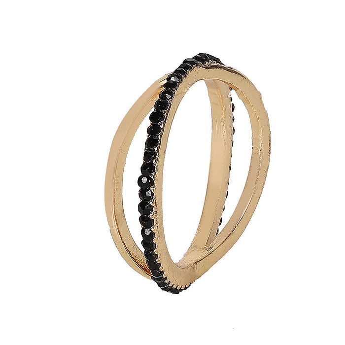 Wholesale double ring circle frosted alloy Rings JDC-RS-JQ021 Rings 佳琪 Double ring black number 6 Wholesale Jewelry JoyasDeChina Joyas De China