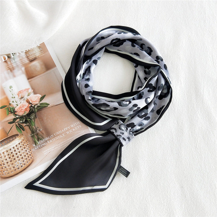 Wholesale double-sided long and narrow silk scarves JDC-SF-GSHQ004 scarf JoyasDeChina 16C Leopard Black 120cm Wholesale Jewelry JoyasDeChina Joyas De China