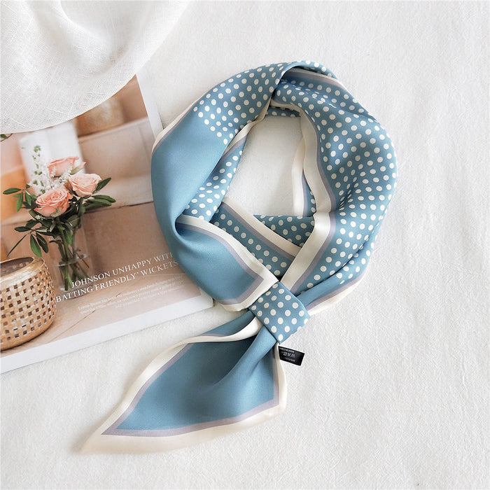 Wholesale double-sided long and narrow silk scarves JDC-SF-GSHQ004 scarf JoyasDeChina 6C dot light blue 120cm Wholesale Jewelry JoyasDeChina Joyas De China
