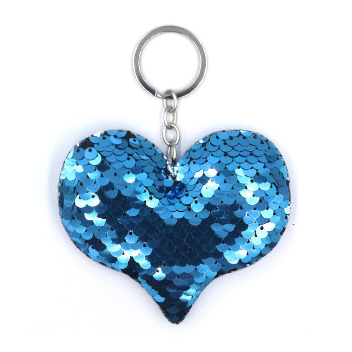 Wholesale double-sided reflective fish scale Sequin heart-shaped keychains JDC-KC-YD021 Keychains 帝雁 Blue single Wholesale Jewelry JoyasDeChina Joyas De China