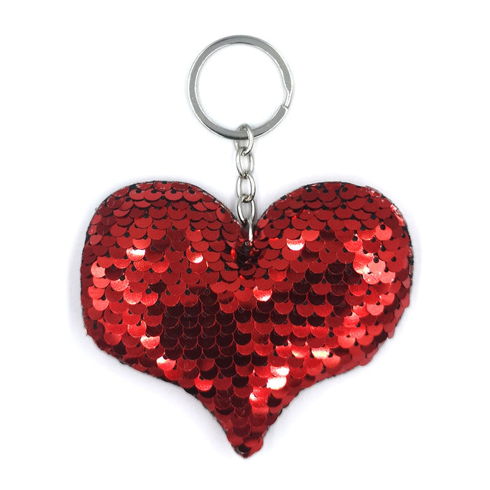 Wholesale double-sided reflective fish scale Sequin heart-shaped keychains JDC-KC-YD021 Keychains 帝雁 red single Wholesale Jewelry JoyasDeChina Joyas De China