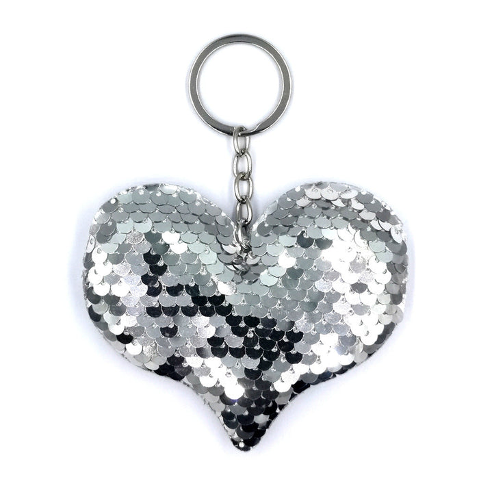 Wholesale double-sided reflective fish scale Sequin heart-shaped keychains JDC-KC-YD021 Keychains 帝雁 Silver12 single Wholesale Jewelry JoyasDeChina Joyas De China