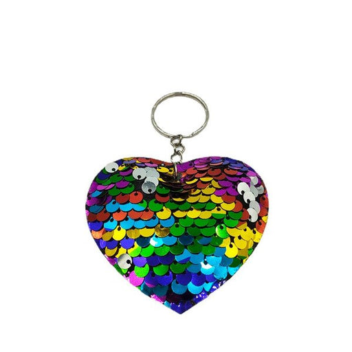 Wholesale double-sided reflective Sequin girl's heart keychains JDC-KC-YD026 Keychains 帝雁 Wholesale Jewelry JoyasDeChina Joyas De China