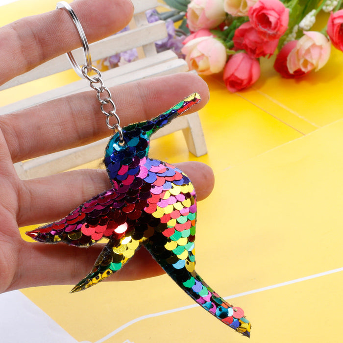 Wholesale double-sided reflective Sequin hummingbird keychains JDC-KC-YD023 Keychains 帝雁 colour Single Wholesale Jewelry JoyasDeChina Joyas De China
