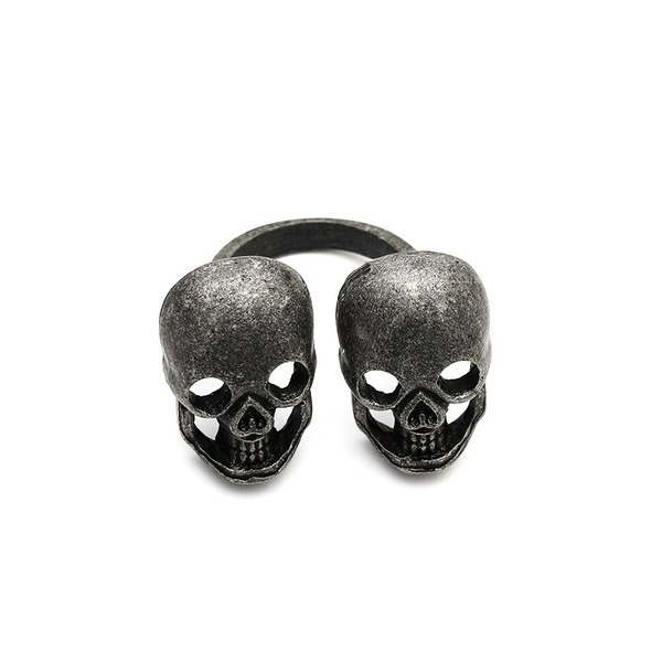 Wholesale double skull opening adjustable ring JDC-RS-KQ035 Rings JoyasDeChina Wholesale Jewelry JoyasDeChina Joyas De China