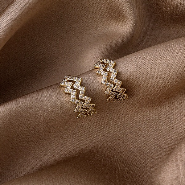 Wholesale double wavy copper earrings JDC-ES-W374 Earrings JoyasDeChina Wholesale Jewelry JoyasDeChina Joyas De China