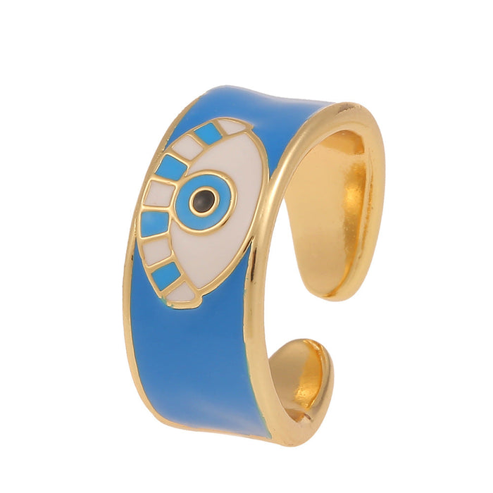 Wholesale Dripping Oil Lucky Eye Copper Rings JDC-RS-HX104 Rings JoyasDeChina blue Adjustable opening Wholesale Jewelry JoyasDeChina Joyas De China