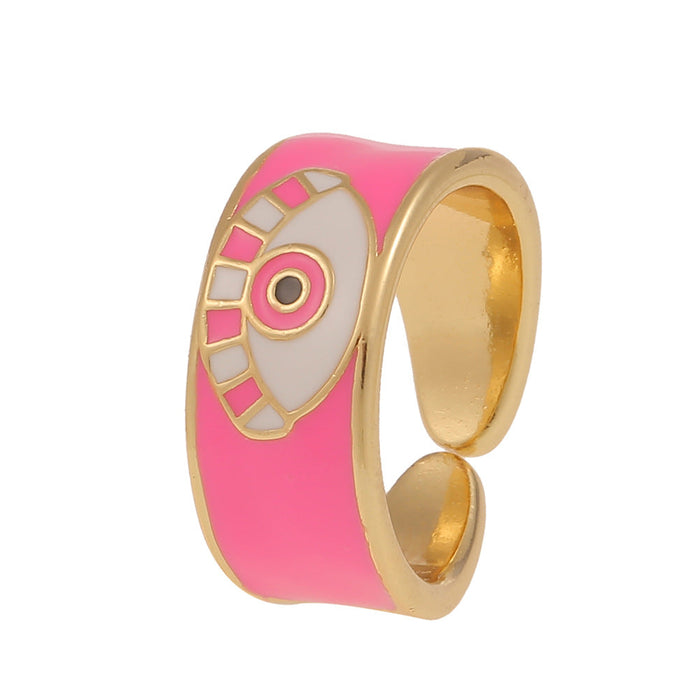 Wholesale Dripping Oil Lucky Eye Copper Rings JDC-RS-HX104 Rings JoyasDeChina pink Adjustable opening Wholesale Jewelry JoyasDeChina Joyas De China