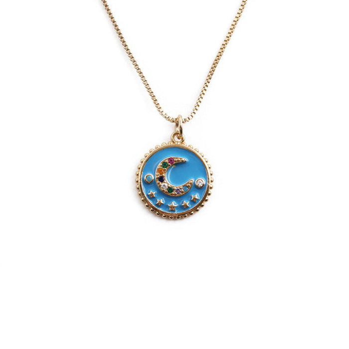 Wholesale drop oil Rhinestone Pendant sweater chain necklace JDC-NE-ML099 NECKLACE JoyasDeChina 0730cx blue (gold chain) Wholesale Jewelry JoyasDeChina Joyas De China