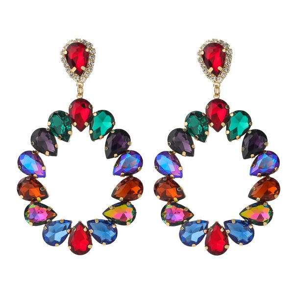 Wholesale drop-shaped glass diamond geometric alloy earrings JDC-ES-JL030 Earrings JoyasDeChina Wholesale Jewelry JoyasDeChina Joyas De China