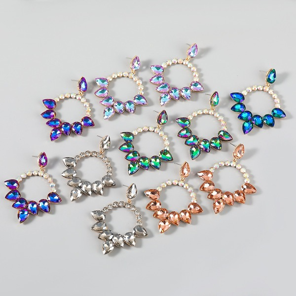 Wholesale drop-shaped glass diamond geometric alloy earrings JDC-ES-JL126 Earrings JoyasDeChina Wholesale Jewelry JoyasDeChina Joyas De China