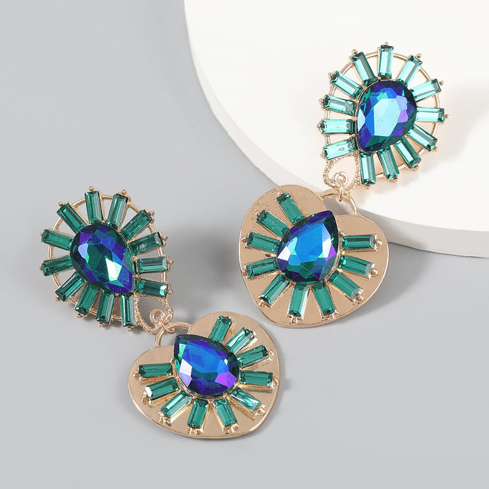 Wholesale drop-shaped heart-shaped diamond alloy earrings JDC-ES-JL124 Earrings JoyasDeChina green Wholesale Jewelry JoyasDeChina Joyas De China