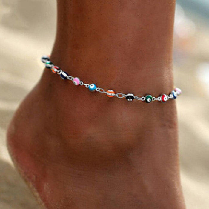 Wholesale dry flower retro color eye thousand flower copper anklets JDC-AS-YeB004 anklets 烨贝 AF093-02 Wholesale Jewelry JoyasDeChina Joyas De China