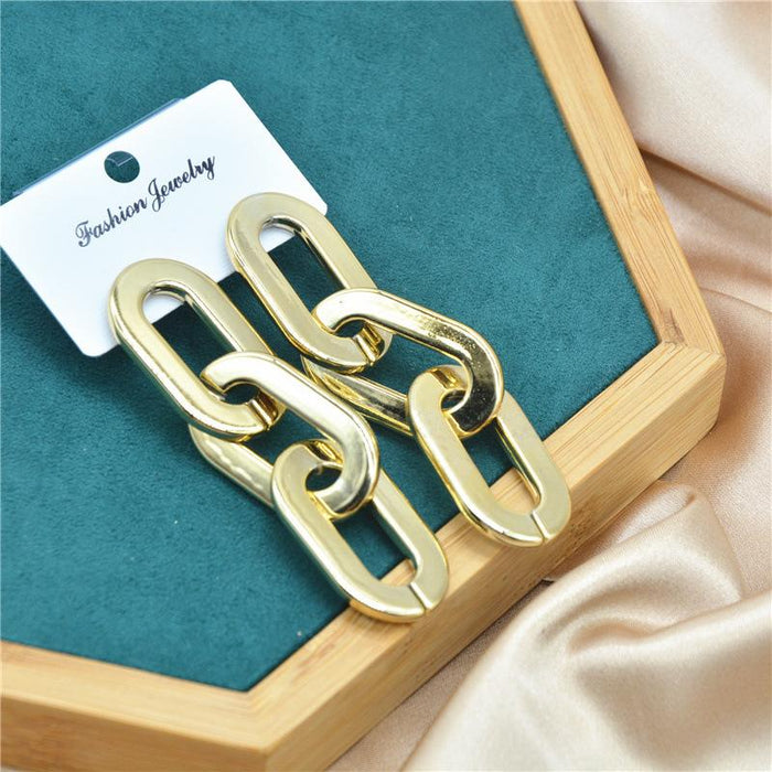 Wholesale earring geometric chain Ekli minimalist French earringsJDC-ES-xc152 Earrings JoyasDeChina golden Wholesale Jewelry JoyasDeChina Joyas De China