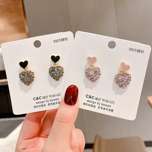 Bulk Jewelry Wholesale earrings 925 silver needle love pink heart-shaped JDC-ES-xc296 Wholesale factory from China YIWU China