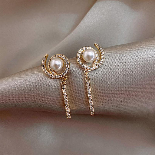 Bulk Jewelry Wholesale earrings 925 silver needle moon full diamond strip set JDC-ES-xc221 Wholesale factory from China YIWU China