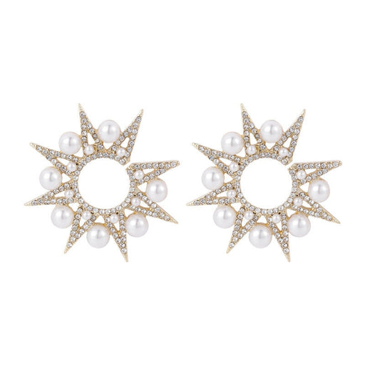 Wholesale earrings 925 silver needle octagonal star pearl JDC-ES-xc296 Earrings JoyasDeChina Golden Wholesale Jewelry JoyasDeChina Joyas De China