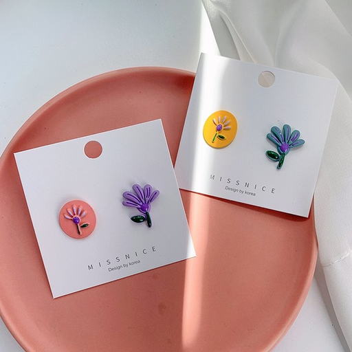 Bulk Jewelry Wholesale Earrings Asymmetrical contrast flowers Alloy JDC-ES-W147 Wholesale factory from China YIWU China