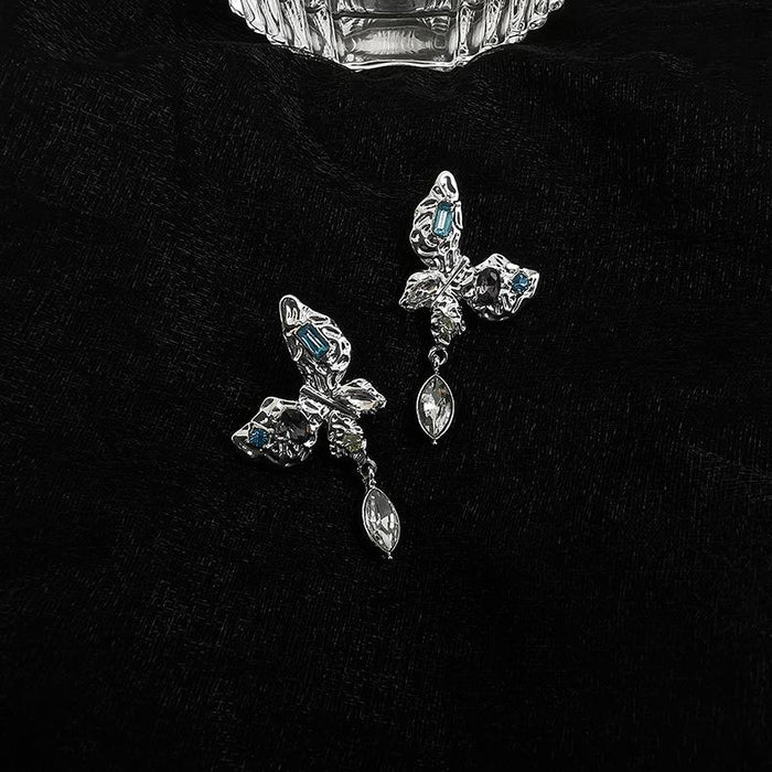 Wholesale Earrings Blue fold butterfly Alloy JDC-ES-W155 Earrings JoyasDeChina Main drawing Wholesale Jewelry JoyasDeChina Joyas De China