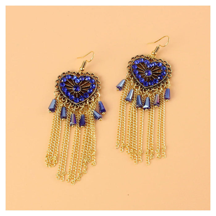 Wholesale Earrings Blue love heart with diamonds Alloy JDC-ES-TC103 Earrings JoyasDeChina 11950-2 Baolan Wholesale Jewelry JoyasDeChina Joyas De China